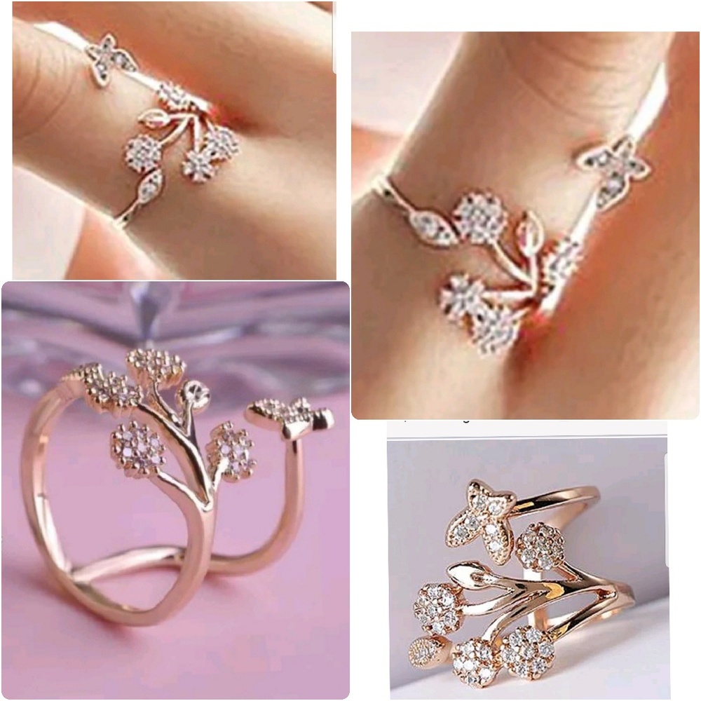 Gold/Sivler Butterfly Tree Rhinestone Adjustable